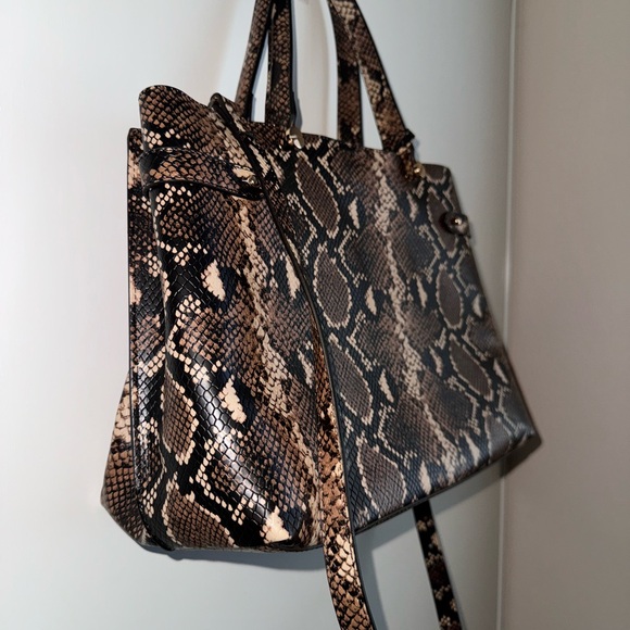 Aldo Faux Snakeskin Print Handbag Brown/Tan - Picture 3 of 7